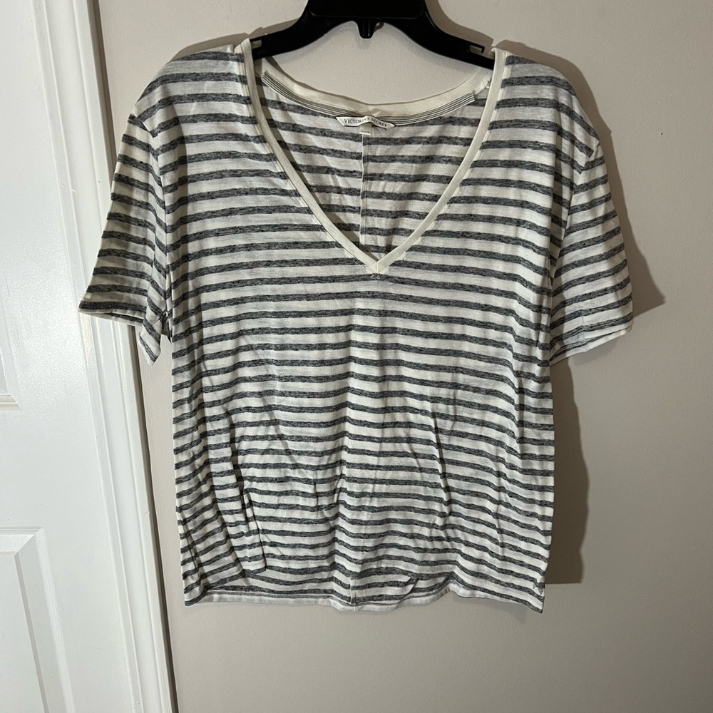 Victoria Secret Striped V-Neck Tee